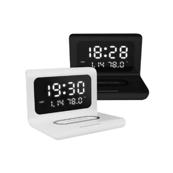 Digital alarm clock with wireless charger