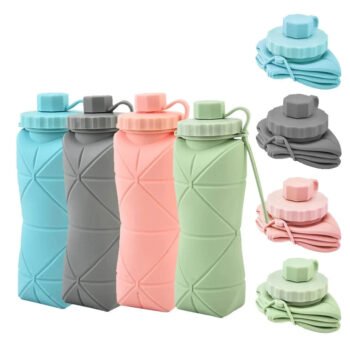 600ml Collapsible Silicone Water Bottle – Portable. Leakproof & Eco-Friendly for Travel. Hiking. Gym. and Everyday Use
