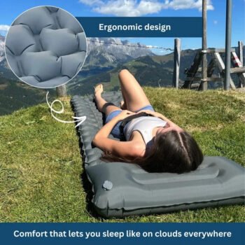 Ultralight Inflatable Camping Mattress with Built-In Pump & Pillow – Compact. Waterproof. Ergonomic Design